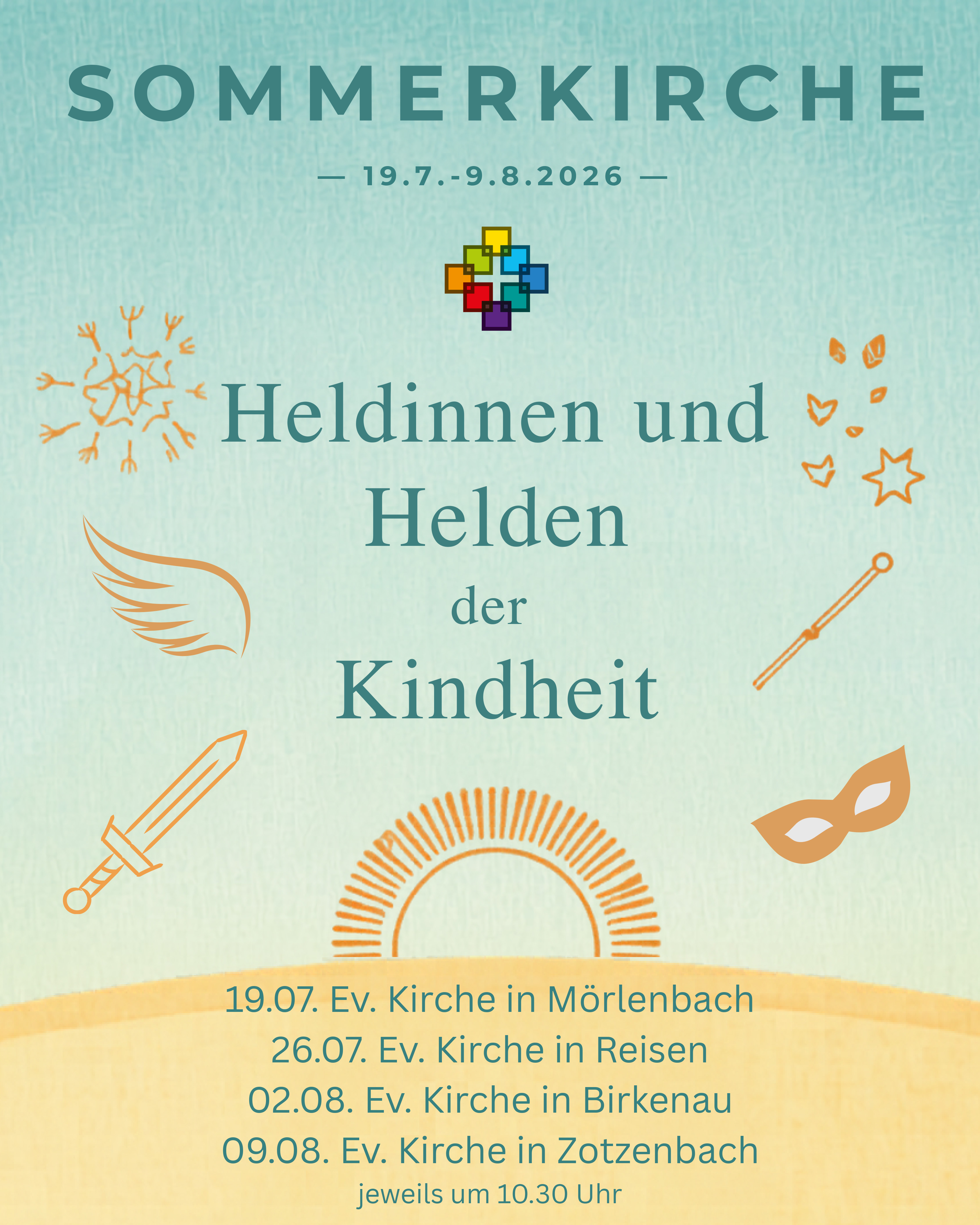 Termine der Sommerkirche 2026 mit dem Thema Heldinnen und Helden der Kindheit
