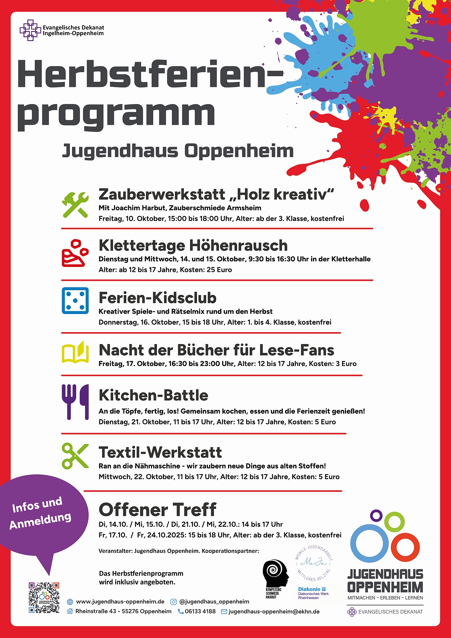 Plakat Herbstferienprogramm Jugendhaus Oppenheim