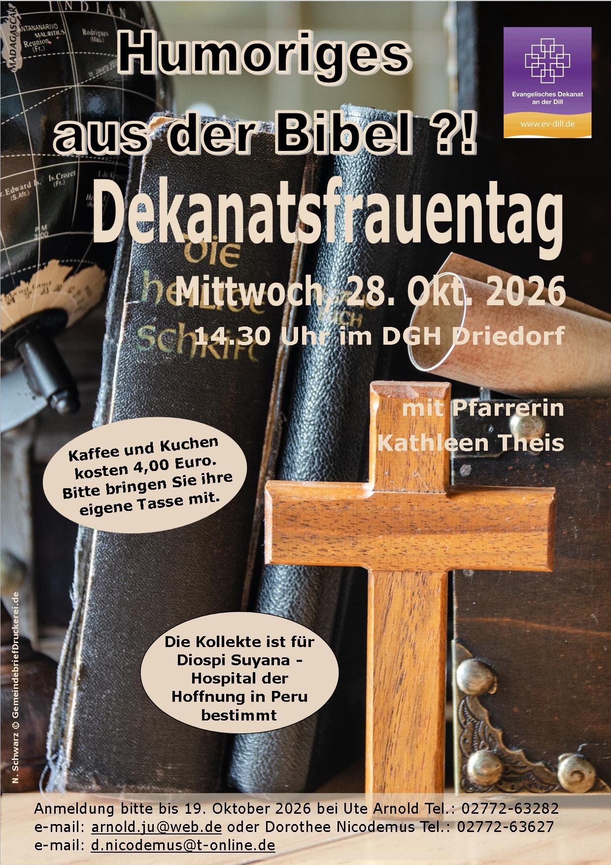 Dekanatsfrauentag Grafik zum Dekanatsfrauentag mit Bibel und Kreuz im Zentrum
