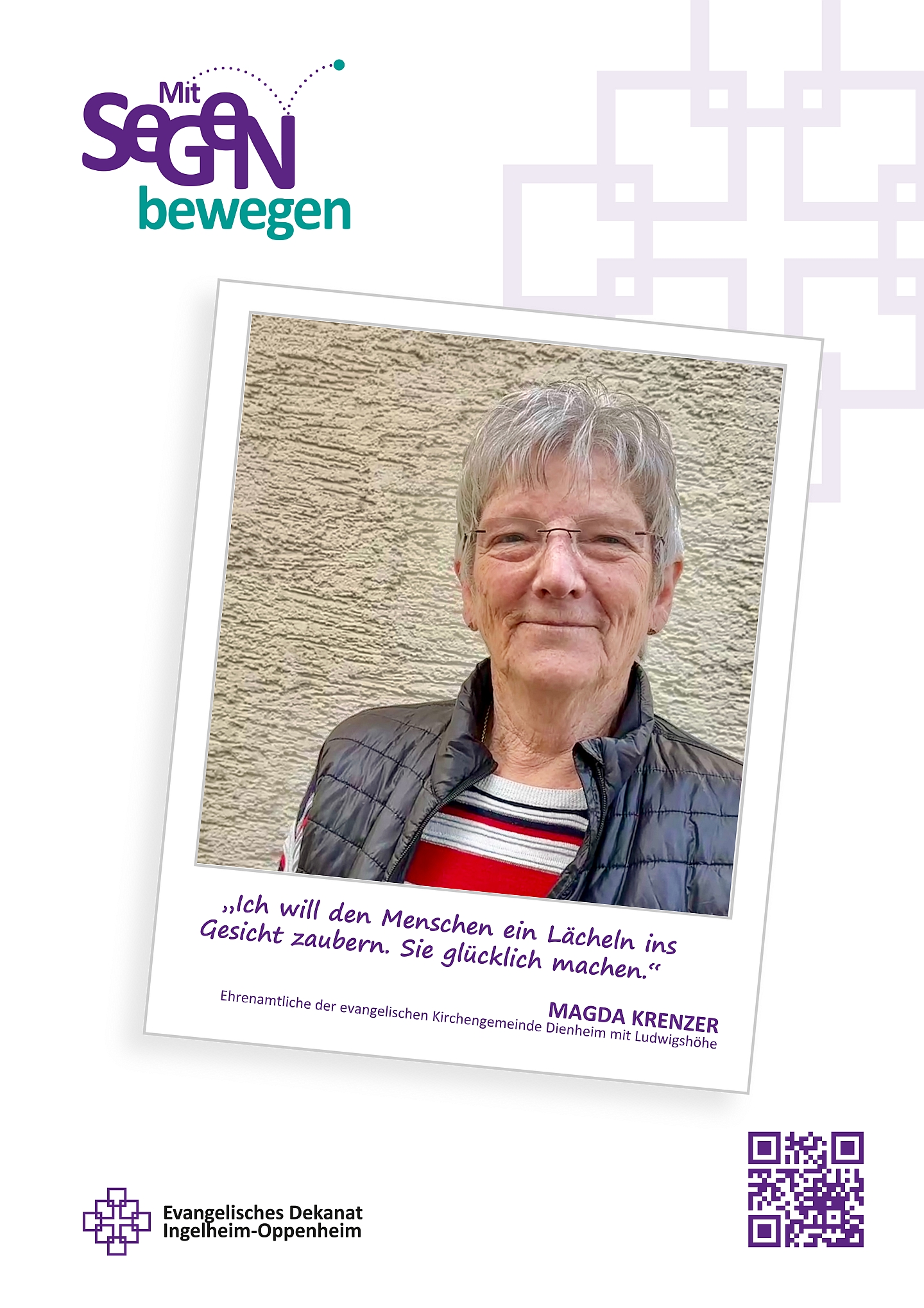Kampagnenplakat "Mit Segen bewegen" - Segensgeberin Magda Krenzer