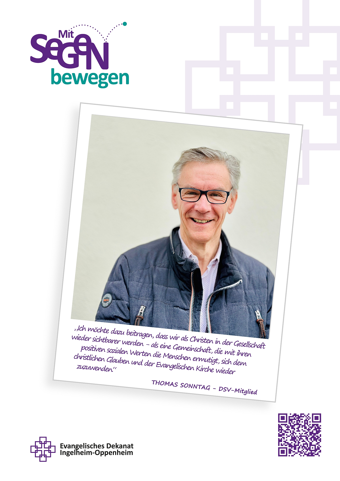 Kampagnenplakat "Mit Segen bewegen" - Segensgeber Thomas Sonntag