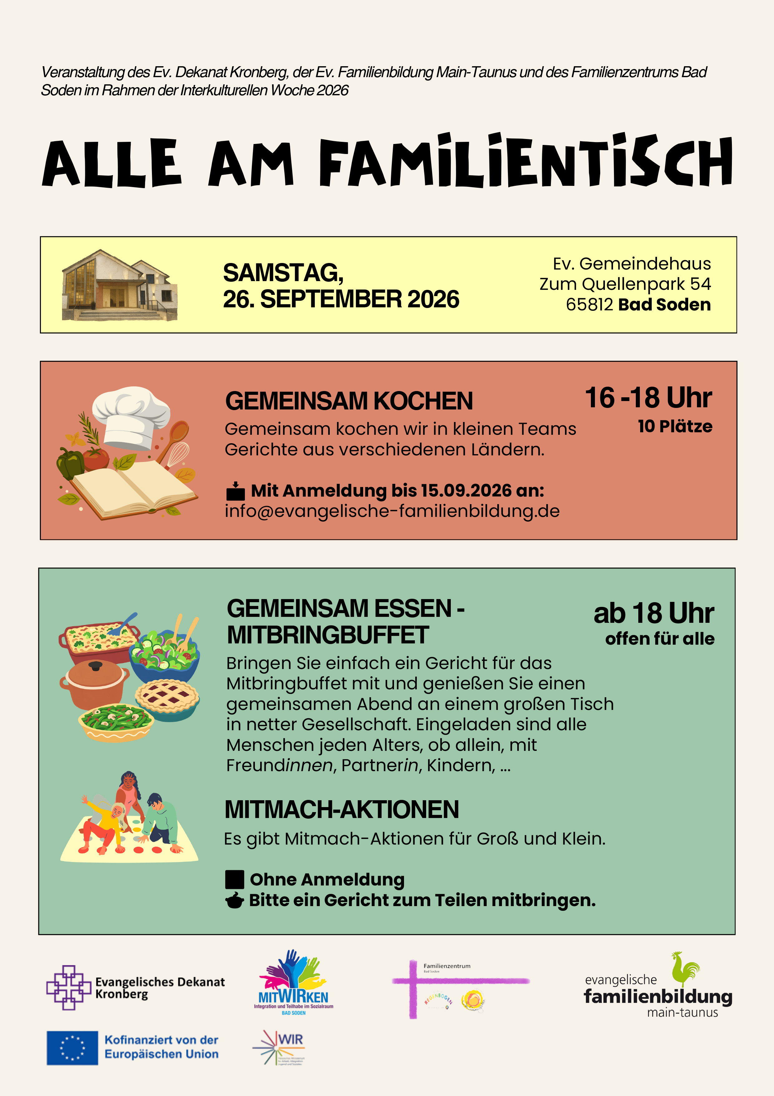 Flyer der Aktion Alle am Familientisch zur Interkulturellen Woche 