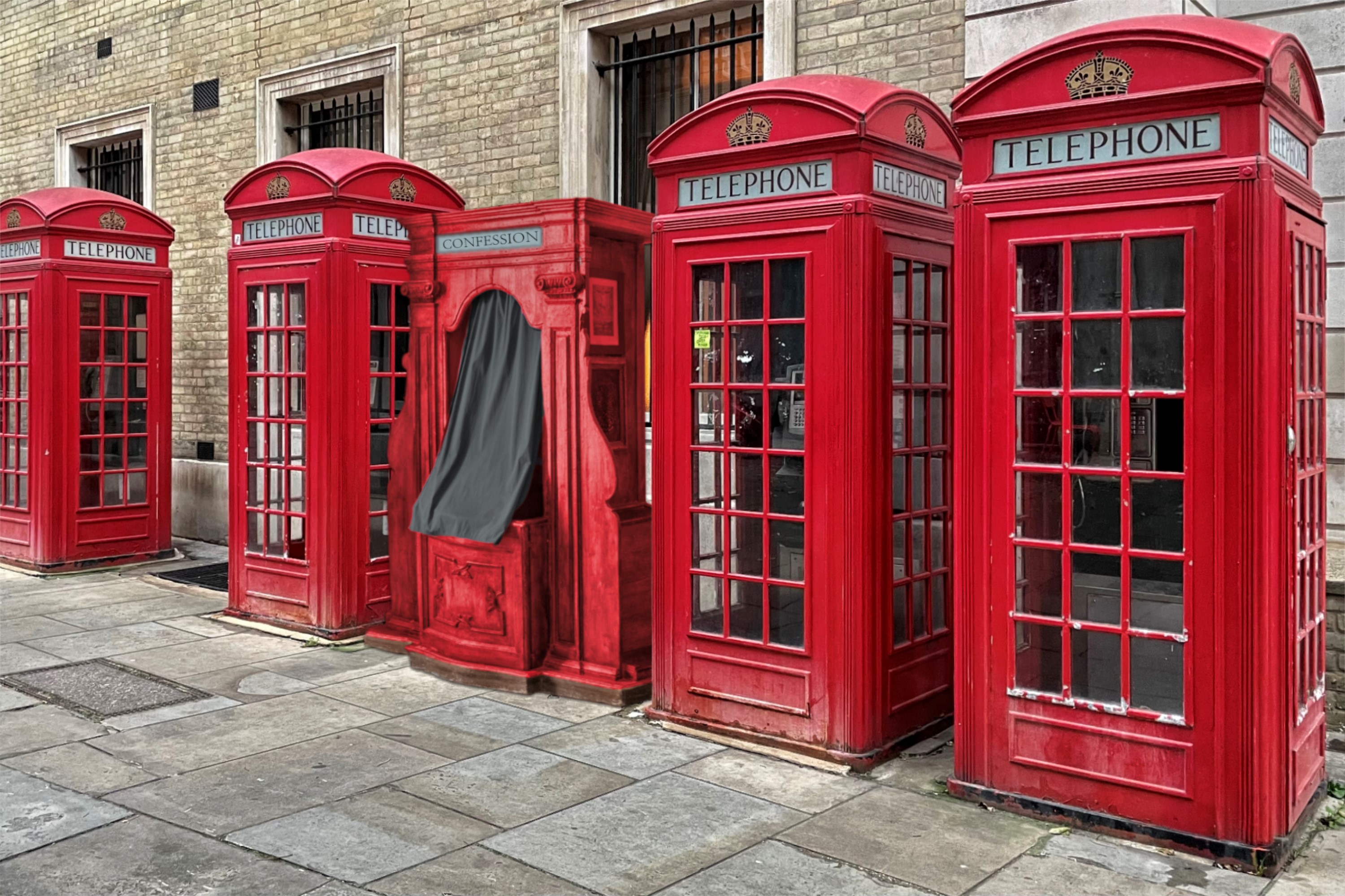 Beichtstuhl Interdisziplinären Kulturprojekt „Beichte, Schuld und Vergebung“