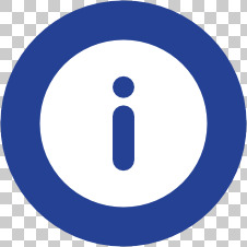 ein runder blauer Kreis mit einem weißen i - Symbol - Piktogram für barrierefreies Design und Leichte Sprache