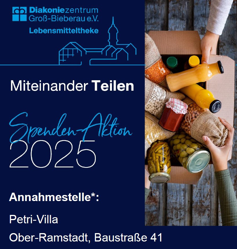 Plakat der Aktion "Miteinander teilen" der Lebensmitteltheke Groß-Bieberau