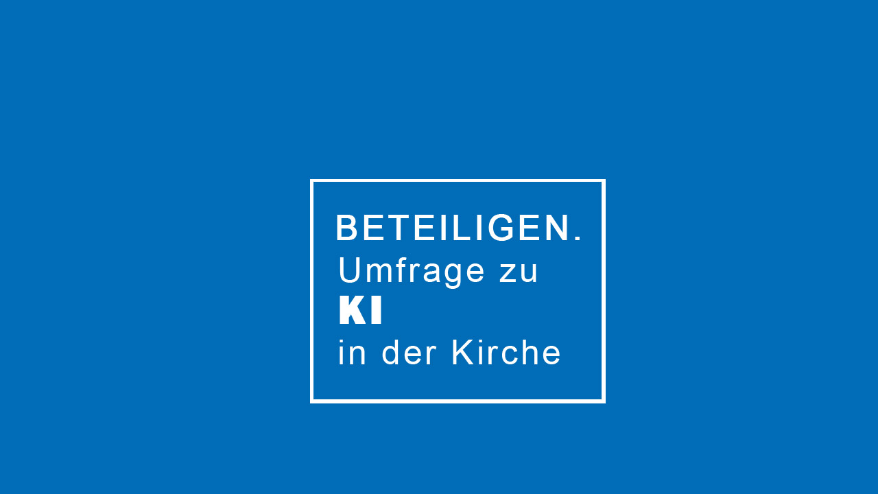 Text: Beteiligen. Umfrage zu KI in der Kirche