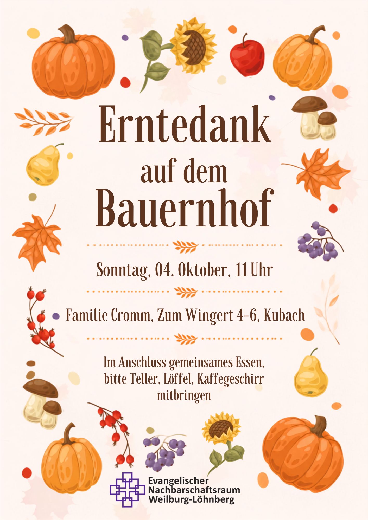 Erntedank auf dem Bauernhof 2026 Plakat für Erntedank