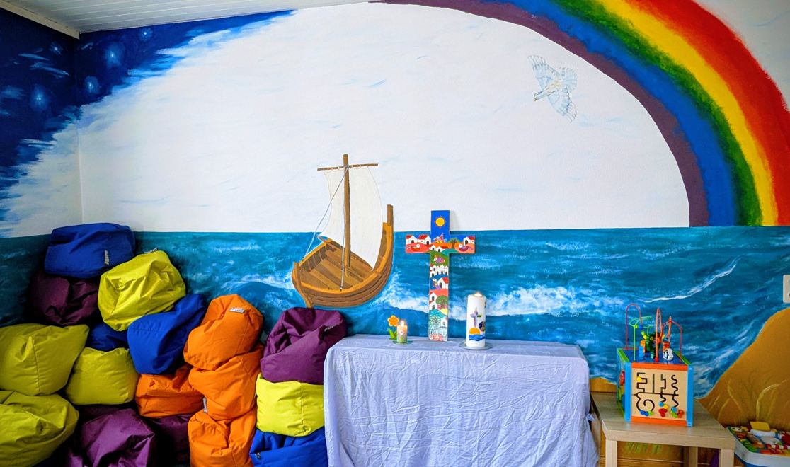 Das Foto zeigt den Kindergottesdienst-Raum in Babenhausen.