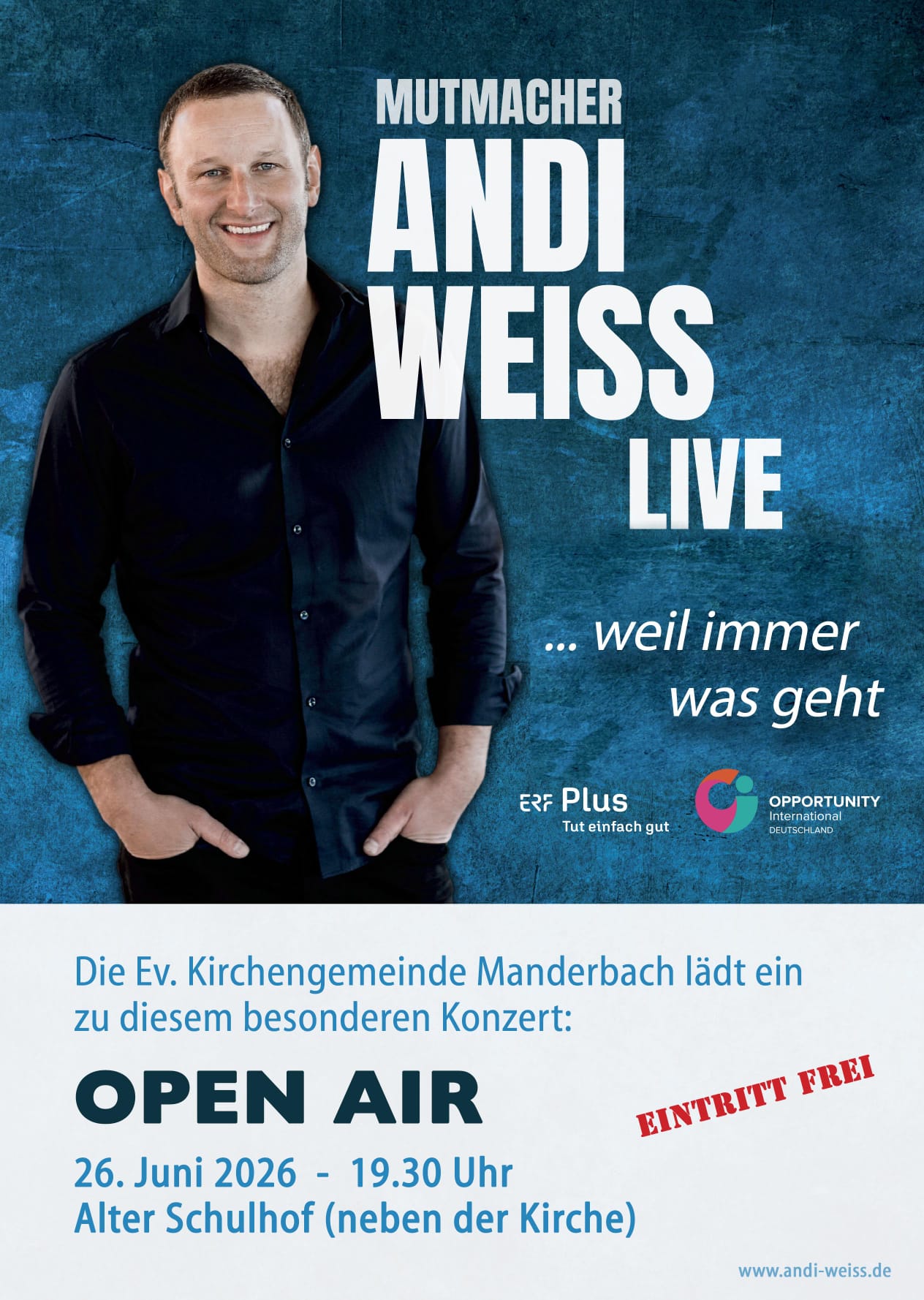 Andi Weiss Plakat zum Konzert von Andi Weiss in Manderbach