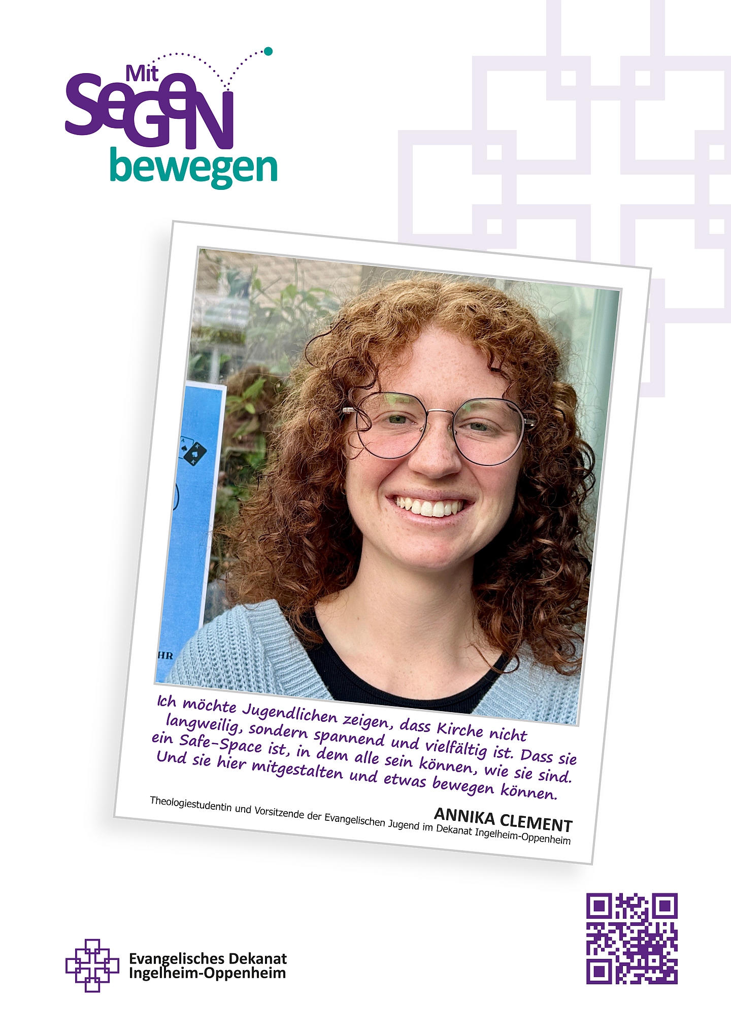 Kampagnenplakat "Mit Segen bewegen" - Segensgeberin Annika Clement