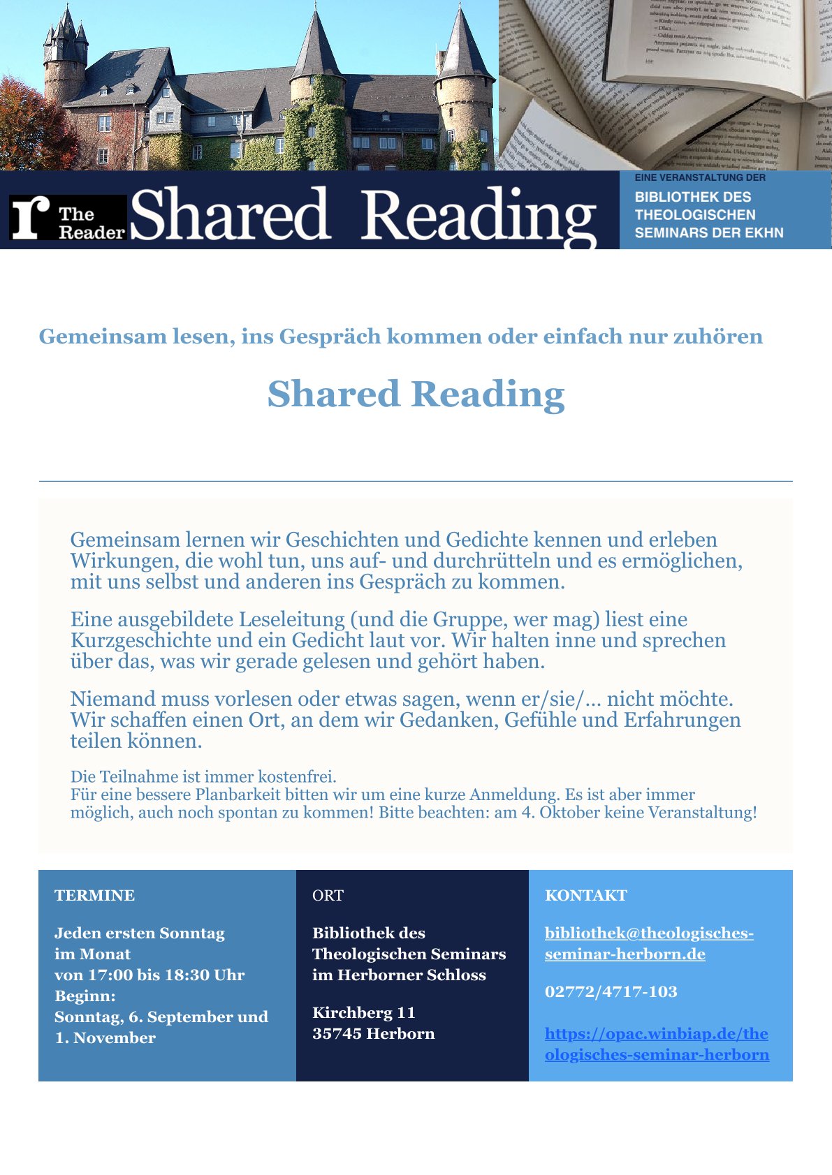 Ein Plakat mit den wesentlichen Informationen zum Shared Reading