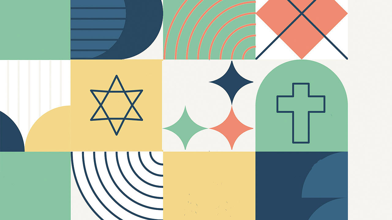 Judentum und Christentum Grafiken mit Kreuz und Davidstern