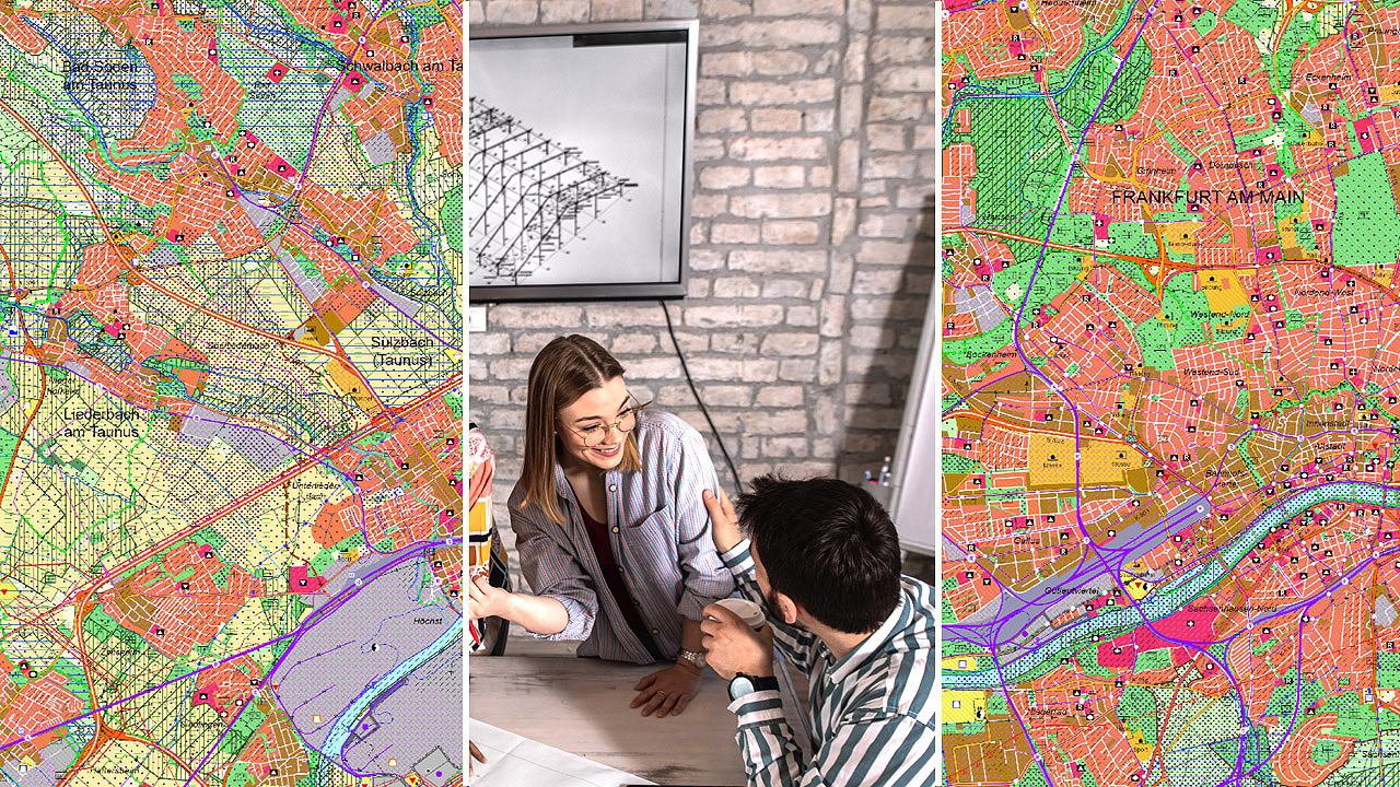 Regionalplan Südhessen diskutieren Eine junge Frau und ein junger Mann diskutieren über Pläne