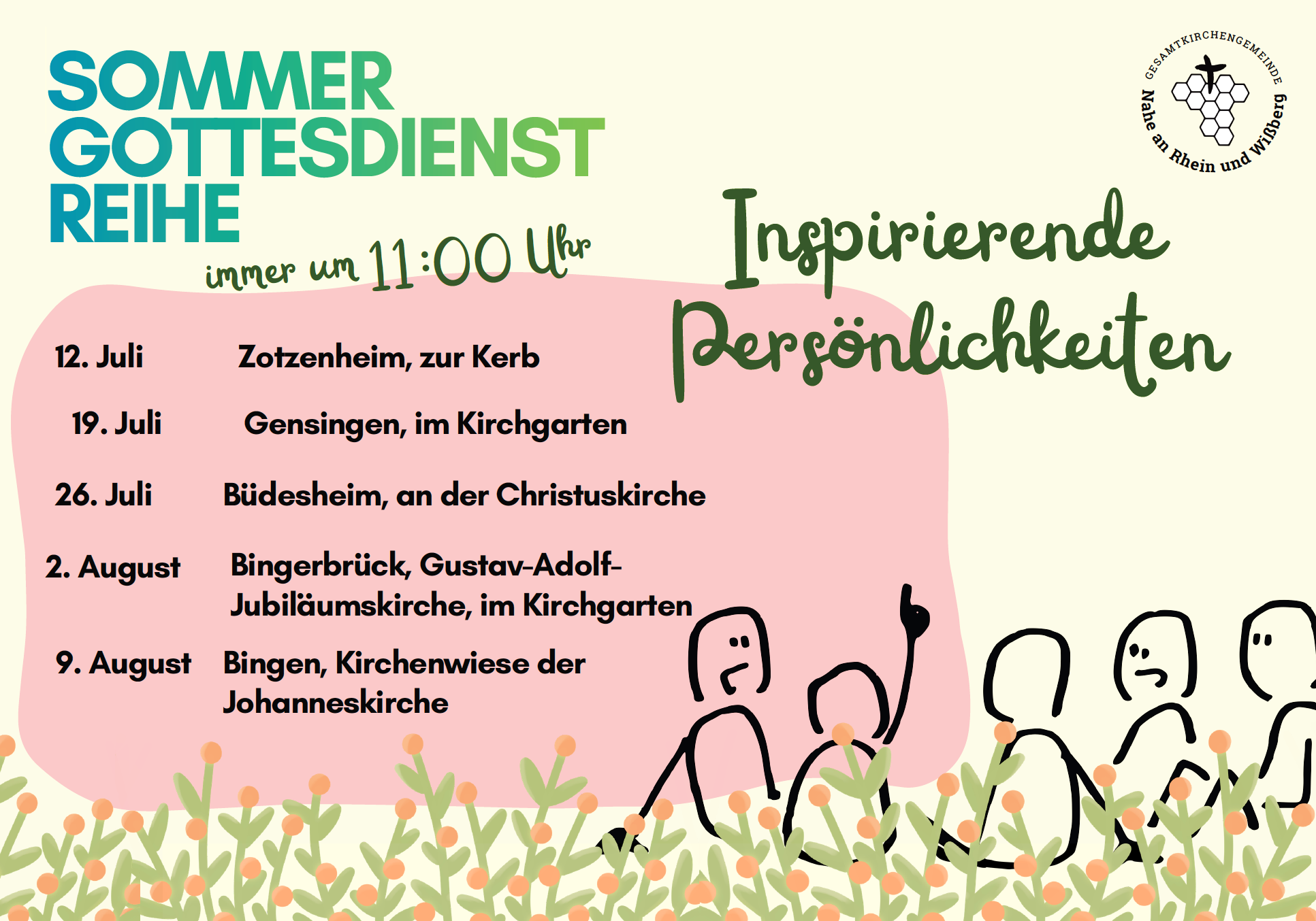 Plakat Sommergottesdienstreihe GKG Nahe Rhein Wißberg