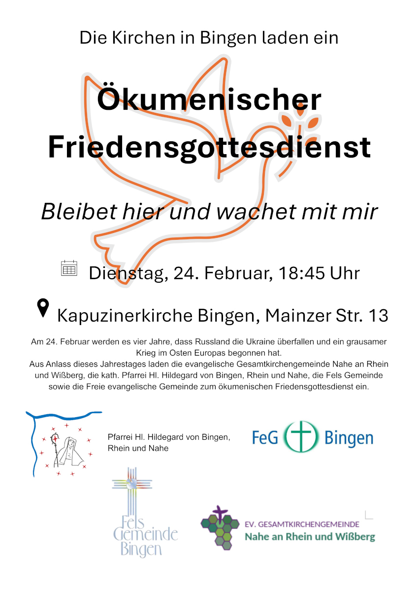 Ökumenischer Friedensgottesdienst am 24. Februar 2026