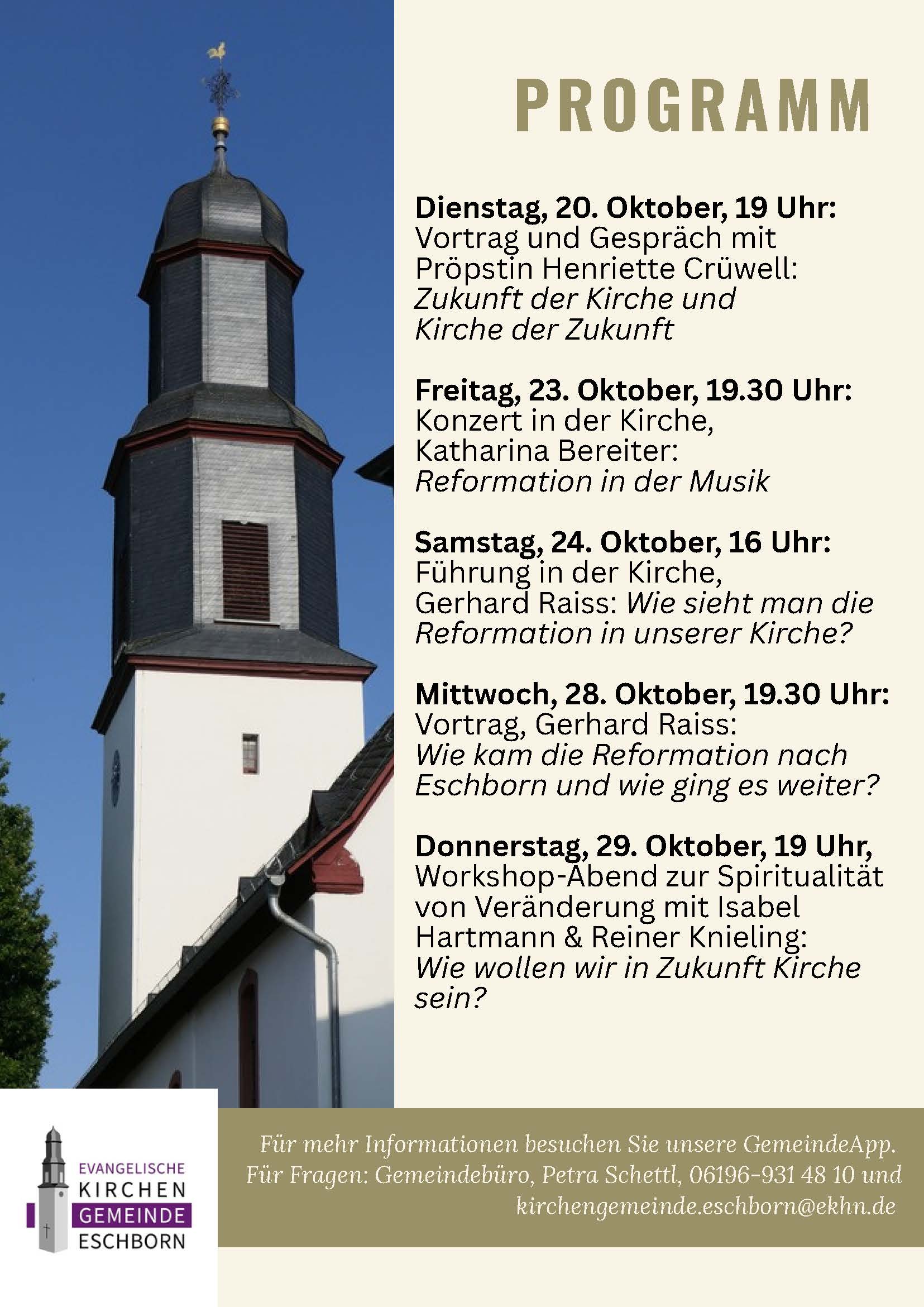 Flyer mit dem Programm zum Jubiläum 500 Jahre Evangelisches Eschborn