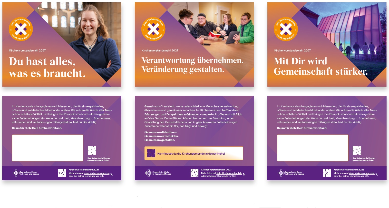 Materialien zur Vorbereitung der Kirchenvorstandswahl Drei verschiedene Postkartenmotive