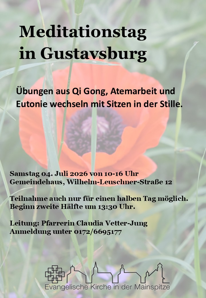 Einladung zum Meditationstag am 04. Juli auf dem Hintergrund einer Mohnblume