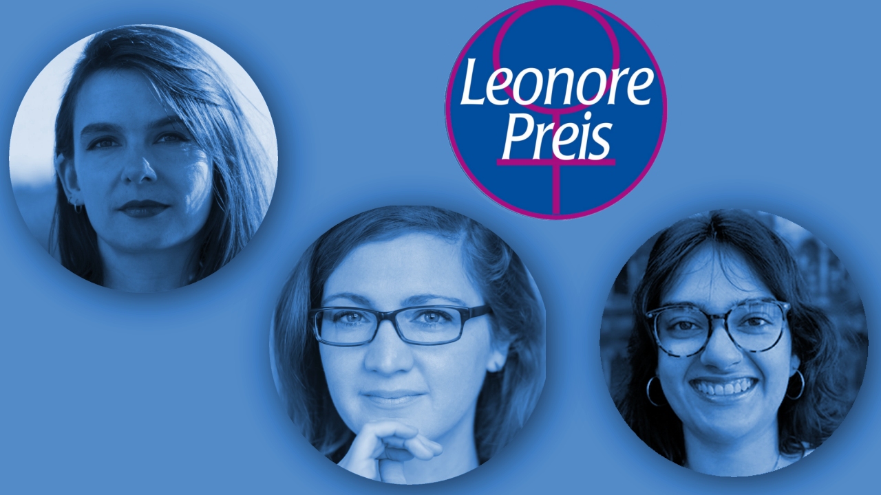 Preisträgerinnen Leonore 2025 Montage drei Portraits und Logo