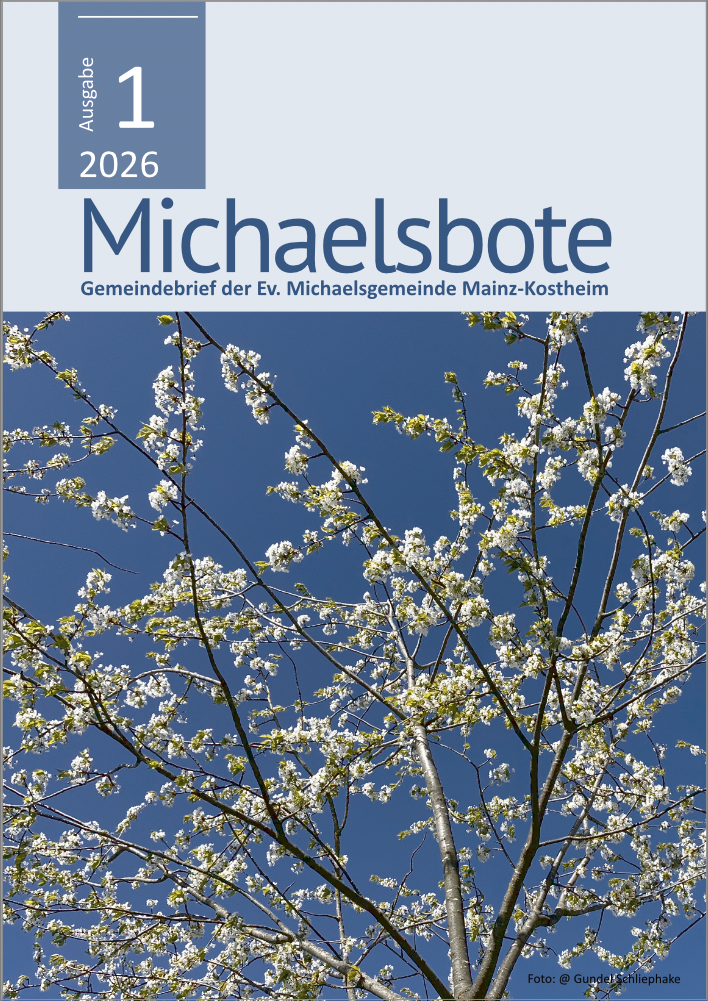 Das Titelblatt zeigt das Foto eines blühenden Kirschbaums sowie den Titel des Gemeindebriefs und die Ausgabe