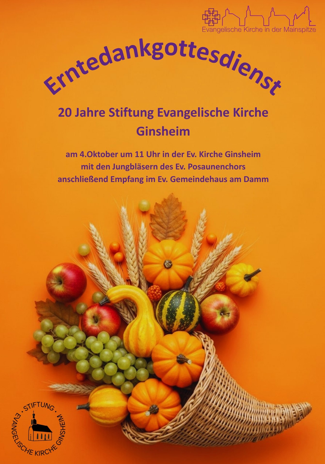 Plakat zum Erntedankgottesdienst in Ginsheim am 4.10.