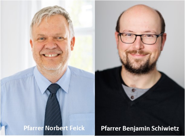 Norbert Feick und Benjamin Schiwietz (v.l.) kandidieren für das Dekaneamt